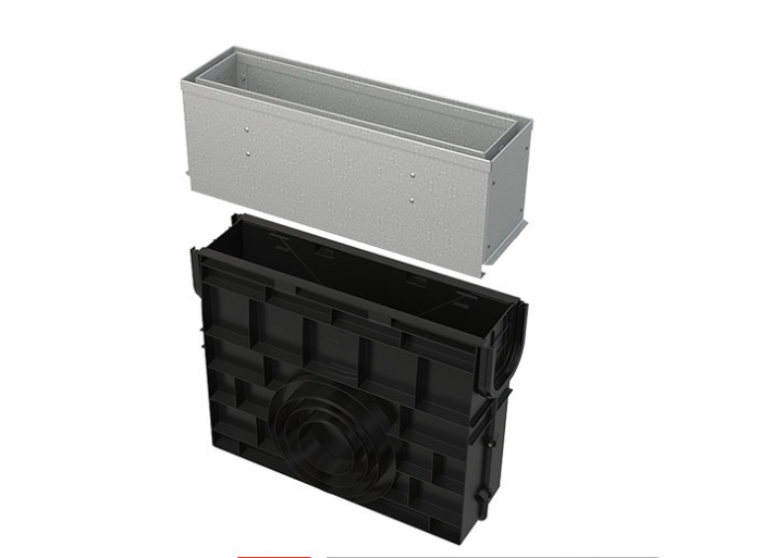 Sabirnik sa 160 mm asimetričnim pristupnim poklopcem s prorezom, pocinčani/inox Sabirnik sa 160 mm asimetričnim pristupnim poklopcem s prorezom, pocinčani/inox
