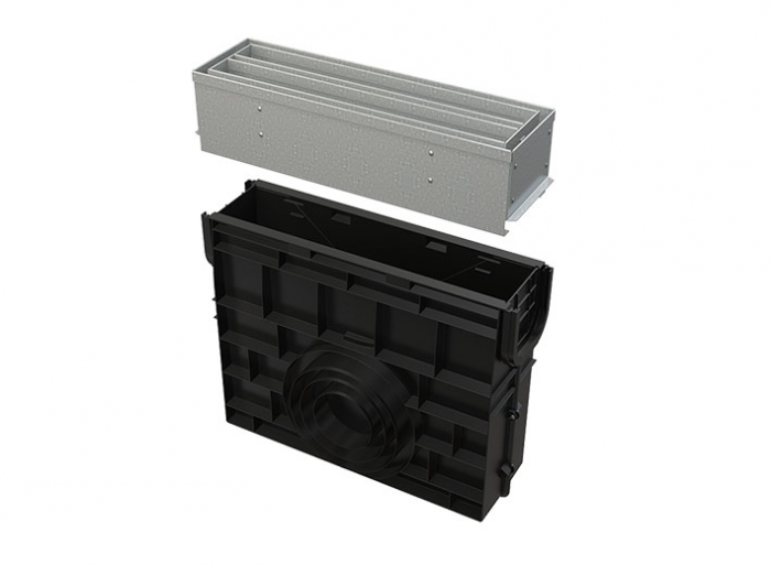 Sabirnik sa 100 mm simetričnim pristupnim poklopcem s prorezom, pocinčani/inox Sabirnik sa 100 mm simetričnim pristupnim poklopcem s prorezom, pocinčani/inox